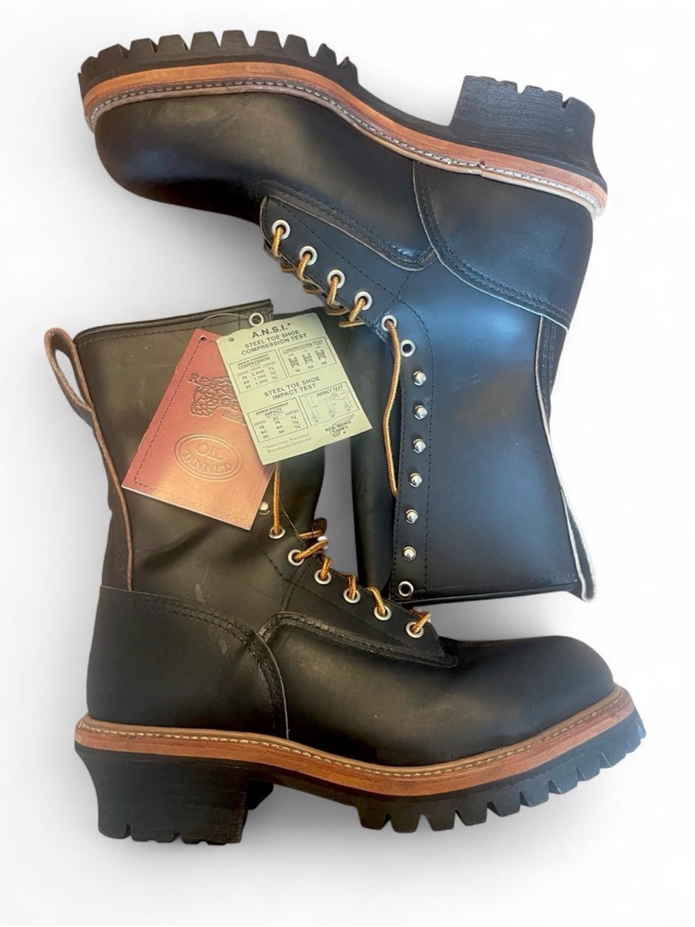 Vintage Red Wing 2210 PT83 Black Teacore 10” Logger Boots 8d New Old Stock 茶芯